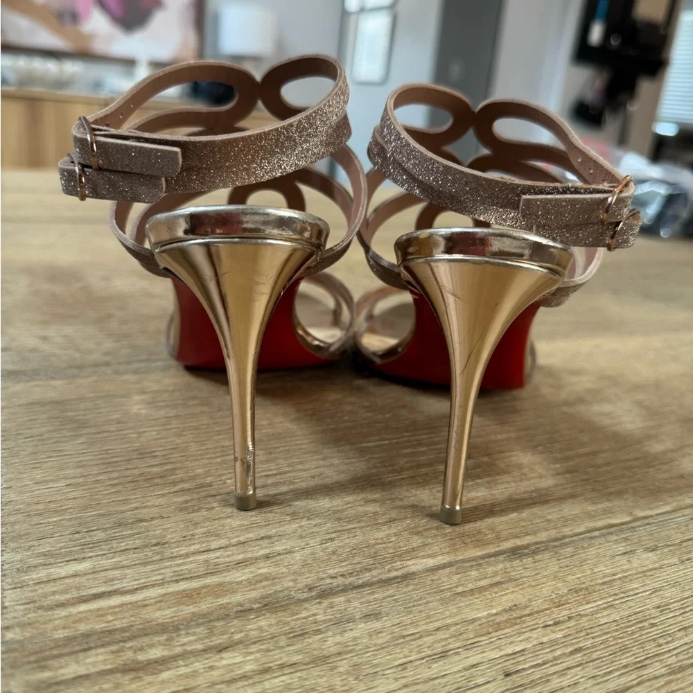 Christian Louboutin Renee Courtisane gold glitter sandals size 37.5